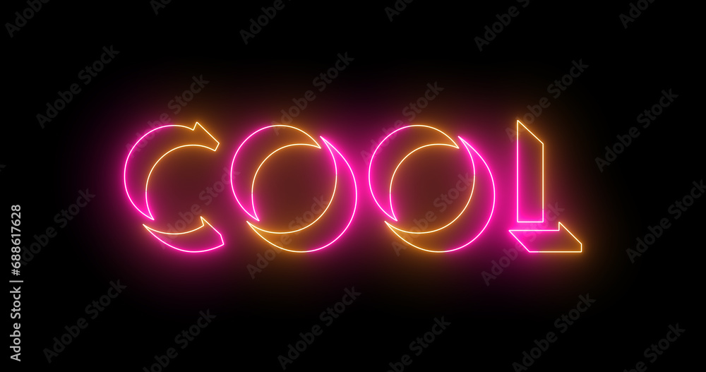 Fototapete Neon-colored Cold word text illustration with a glowing neon color moving outline on a dark background in high-resolution. Easy to use.