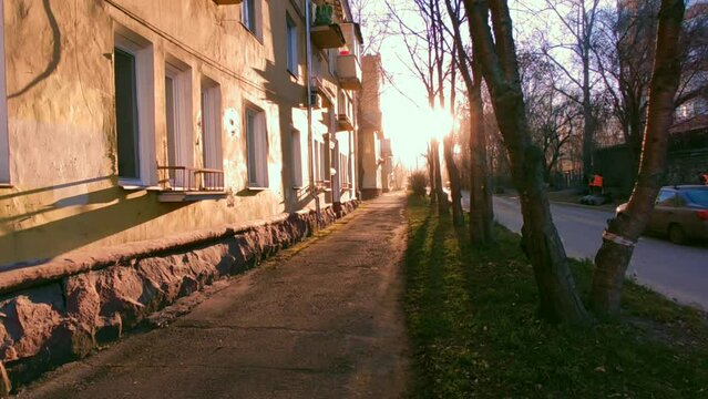Houses built in 1954 at the golden hour slider