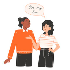 A young couple stand side by side in love are hugging on Valentine's Day