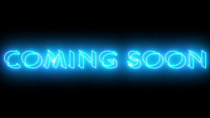Movie Trailer Coming Soon Text Revealed. Neon-colored Coming Soon word text illustration with a glowing neon-colored outline on a dark background in high-resolution.