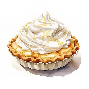 Apple pie watercolor illustration isolated on transparent background