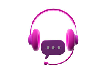 3D call center customer service icon helpdesk chat phone contact bubble social media on isolated background. Support consultant talk concept. minimal cartoon cute smooth. 3d render illustration