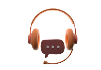 3D call center customer service icon helpdesk chat phone contact bubble social media on isolated background. Support consultant talk concept. minimal cartoon cute smooth. 3d render illustration