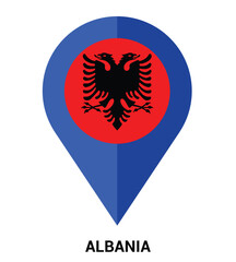 Flag Of Albania, Albania flag vector illustration, National flag of Albania, National symbol of Albania for perfect design, Albania map pin Flag.