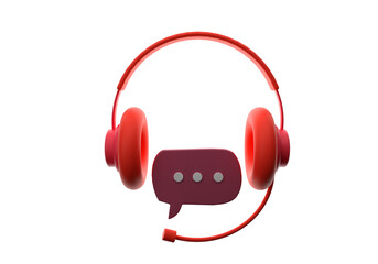 3D call center customer service icon helpdesk chat phone contact bubble social media on isolated background. Support consultant talk concept. minimal cartoon cute smooth. 3d render illustration
