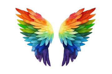 Rainbow angel wings isolated - obrazy, fototapety, plakaty