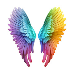 Rainbow angel wings isolated