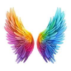 Fotobehang Rainbow angel wings isolated © Daria