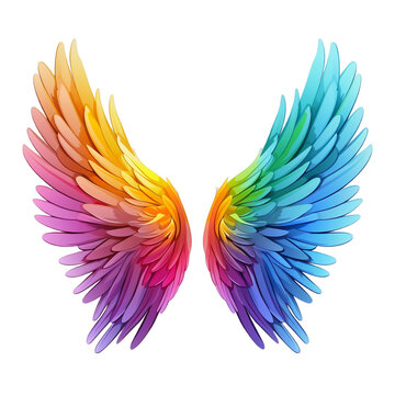 Rainbow angel wings isolated
