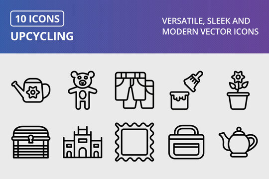 Upcycling Thick Line Icons Set