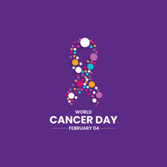 World Cancer Day concept. Cancer protection concept. Colorful cancer awareness ribbon design. - obrazy, fototapety, plakaty