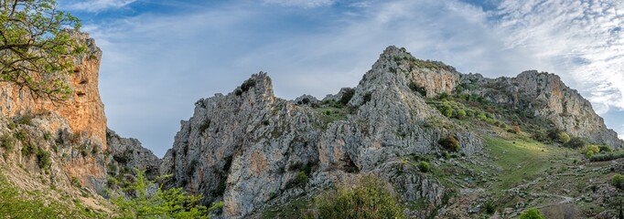 Panoramica of Zuheros canyon of the river Bailon, source of the Fuenfria, path of the Bramadero,...