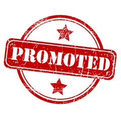 Promoted- red grunge rubber stamp