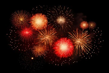 Red and yellow firework isolated on black background 