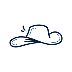 Hand drawn cowboy hat doodle line illustration. Coboy hat doodle icon vector.