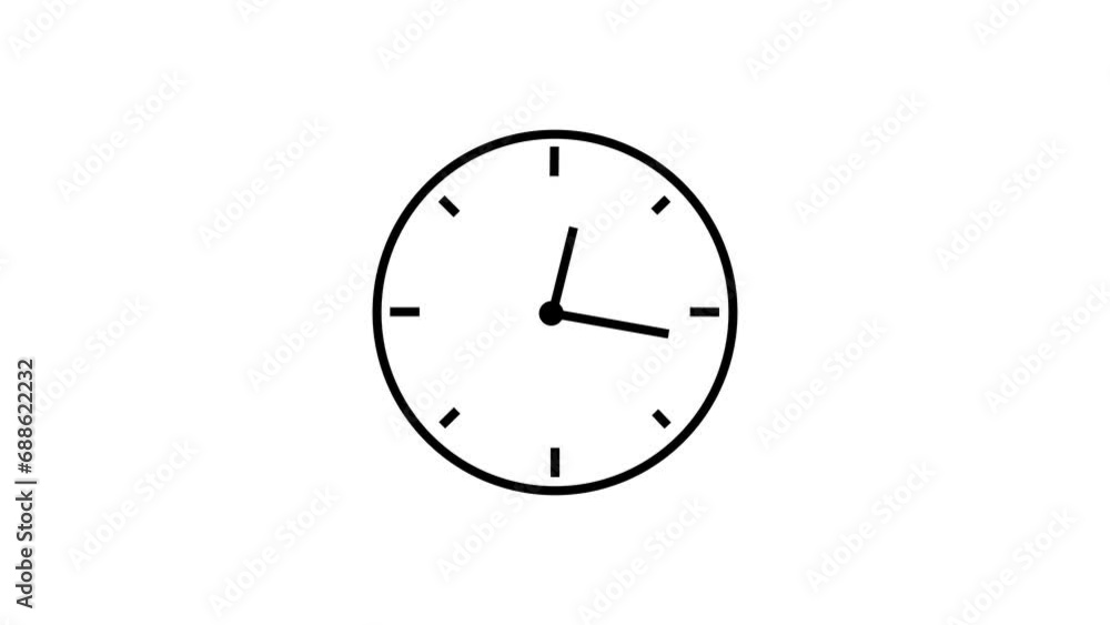 Poster 4k time lapse modern clock icon animated with drop shadow. first spinning clocks hand.