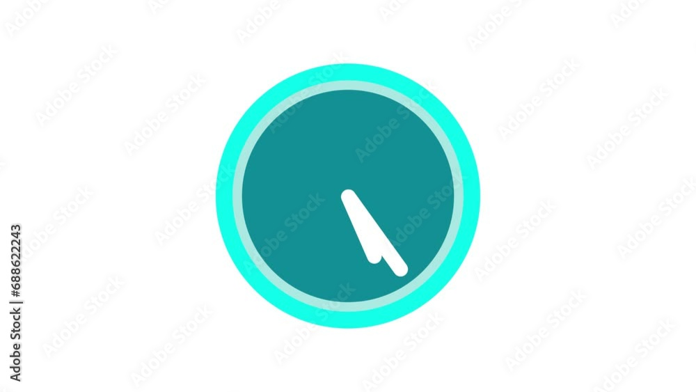 Poster 4k time lapse modern clock icon animated with drop shadow. first spinning clocks hand.