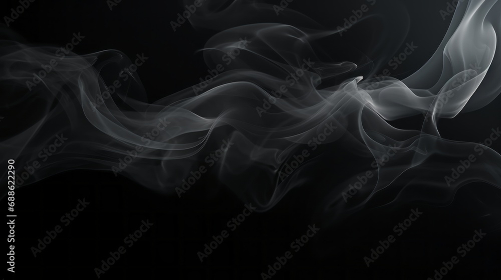 Poster dynamic black smoke swirls on isolated background - atmospheric abstract vapor for artistic design a