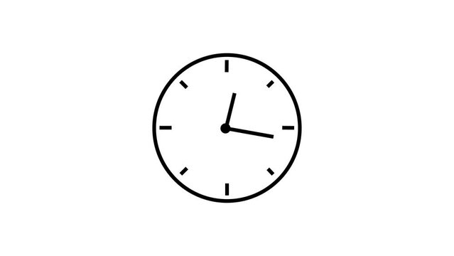 4k Time lapse modern clock icon animated with drop shadow. first spinning clocks hand.