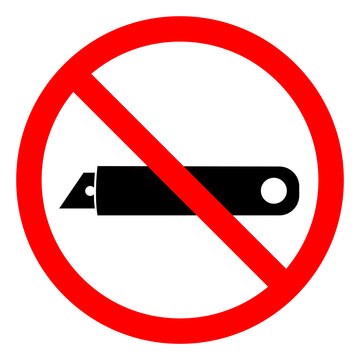No Box Cutters Do Not Use Blades Symbol Sign ,Vector Illustration, Isolate On White Background Label. EPS10
