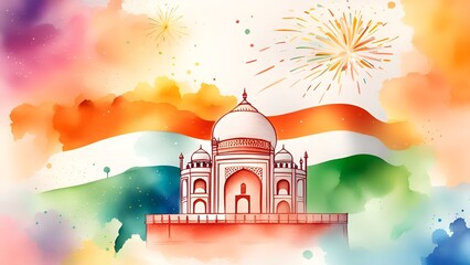Beautiful watercolor background for india republic day.