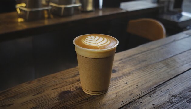  coffee on wooden table for take away, in coffie shop 