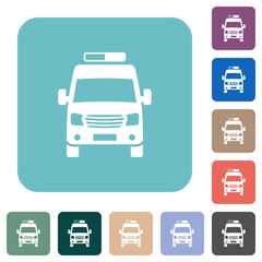 Ambulance car front view rounded square flat icons