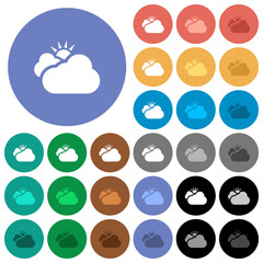 Strongly cloudy weather round flat multi colored icons
