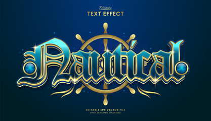 decorative editable golden blue nautical text effect vector design