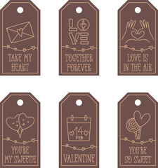 Valentines Day printable tags template in doodle style