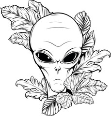 Vector outline alien head vector illustration design - 688625223
