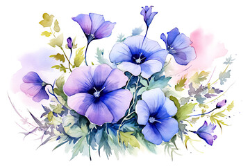 Watercolor Petunias Bouquet Arrangement Clipart - obrazy, fototapety, plakaty