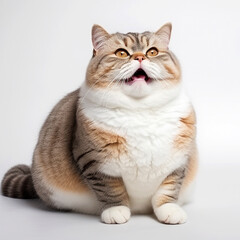 Fat cat isolated on a white background.