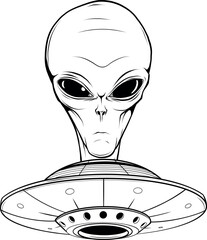 Vector outline alien head vector illustration design - 688626249