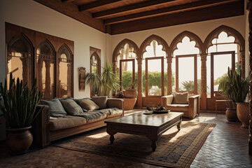 Living room moroccan home style indoor room - obrazy, fototapety, plakaty