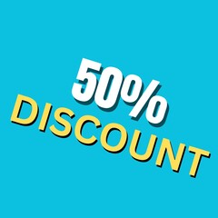 Introducing our eye-catching '50% Discount' poster design illustration! This vibrant and dynamic visual masterpiece is crafted to grab attention and convey the excitement of a half-price offer.