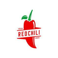 Red chili logo vector, chili pepper 