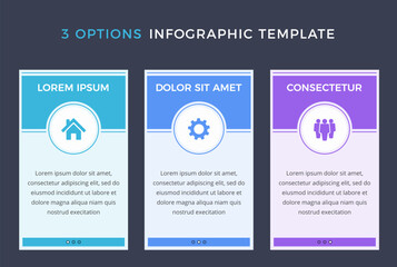 Infographic template with three options or steps, process, workflow template, vector eps10 illustration