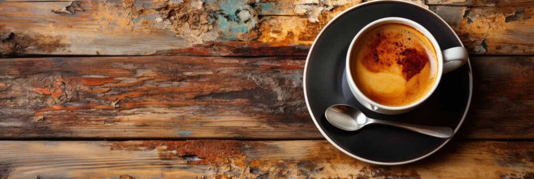 Cup Coffee White On Wooden Background , Banner Image For Website, Background, Desktop Wallpaper