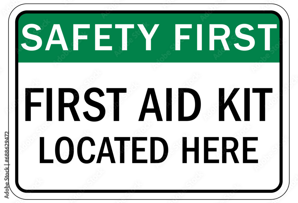 Wall mural First aid kit sign and labels