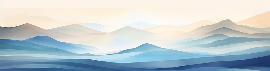 Abstract landscape poster. Nature horizon panorama for print, modern mountain scenery background. AI generated image - obrazy, fototapety, plakaty