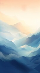 Abstract landscape poster. Nature horizon panorama for print, modern mountain scenery background. AI generated image