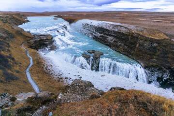 Gullfoss waterfall in Iceland golden circle in autumn