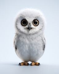 Naklejka premium 3d cute owl, solid white background