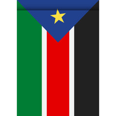 South Sudan flag or pennant isolated on white background. Pennant flag icon.
