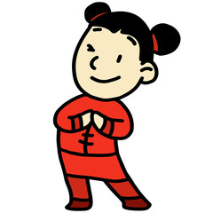 child in red for Chinese New year