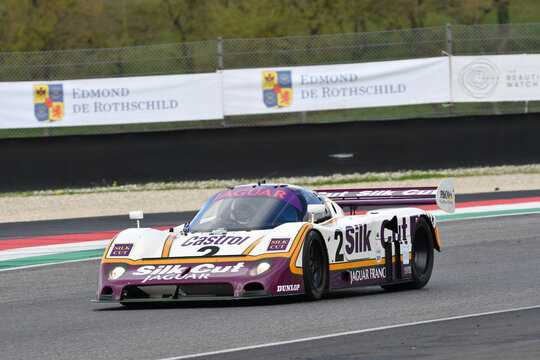 Scarperia, 2 April 2023: Jaguar XJR-9 year 1988 in action during Mugello Classic 2023 at Mugello Circuit in Italy.