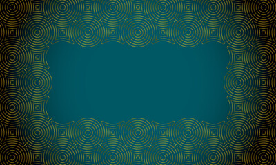 Opulent chic golden 3d lines pattern, empty frame background