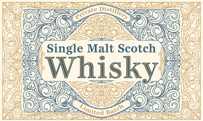 Scotch whisky - ornate vintage decorative label