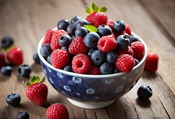  Forest fruits in a porcelain bowl - 688637238